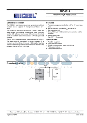 MIC6315-44D3UY datasheet - Open-Drain lP Reset Circuit