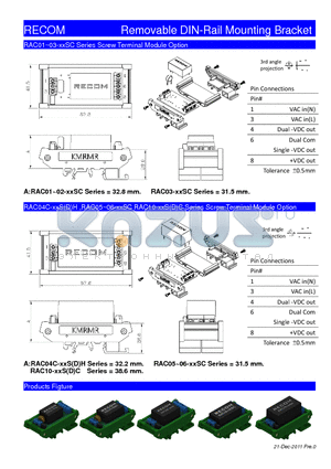 RAC01-XXSC datasheet - Removable DIN-Rail Mounting Bracket