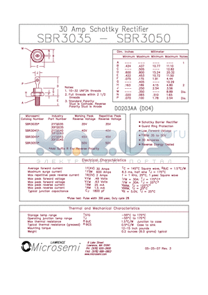 SBR3045 datasheet - 30 Amp Schottky Rectifier