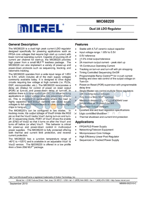 MIC68220_10 datasheet - Dual 2A LDO Regulator