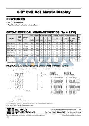 MTAN2146-AG datasheet - Marktech 5.00 5x8 Dot Matrix