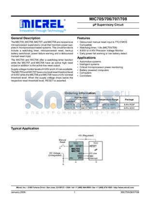 MIC705 datasheet - lP Supervisory Circuit