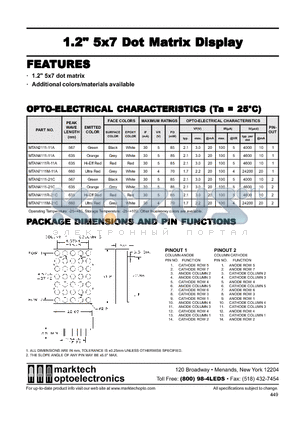 MTAN4111R-11A datasheet - Marktech 1.20  5x7 Dot Matrix