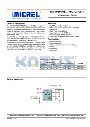 MIC706R_11 datasheet - lP Supervisory Circuit
