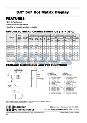 MTAN4135-AHR datasheet - Marktech 0.30 5x7 Dot Matrix