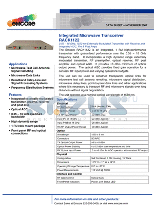 RACK1122 datasheet - Integrated Microwave Transceiver