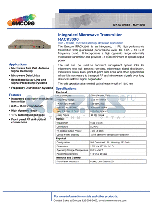 RACK3000 datasheet - Integrated Microwave Transmitter