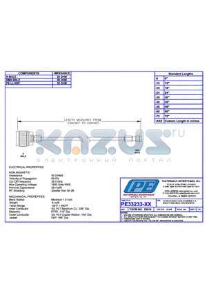 PE33233-6 datasheet - 18GHZ FLEXIBLE CABLE ASSEMBLY, N MALE TO SMA MALE NON-MAGNETIC