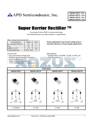 SBR40U150CT datasheet - Super barrier rectifier