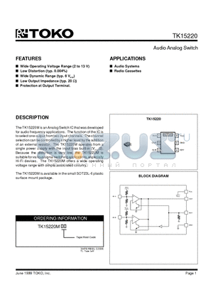 TK15220MTL datasheet - Audio Analog Switch