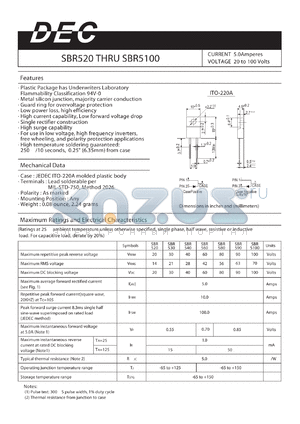 SBR580 datasheet - CURRENT 5.0 AMPERES VOLTAGE 20 TO 100 VOLTS