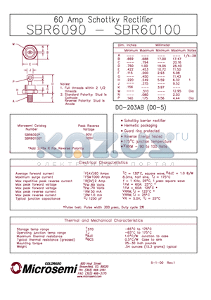 SBR60100 datasheet - 60 Amp Schottky Rectifier