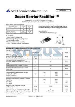 SBR60A45PT datasheet - Super barrier rectifier