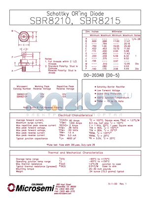 SBR8215 datasheet - Schottky ORing Diode