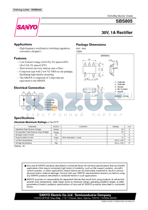 SBS805 datasheet - 30V, 1A Rectifier