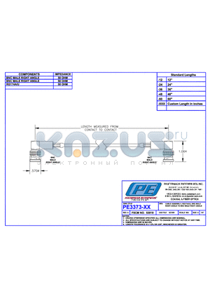 PE3373 datasheet - CABLE ASSEMBLY, RG174A/U, BNC MALE RIGHT ANGLE TO BNC MALE RIGHT ANGLE