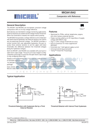 MIC841 datasheet - Comparator with Reference