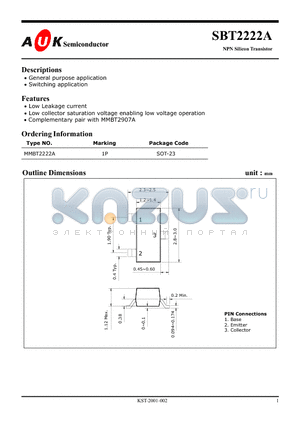 SBT2222A datasheet - NPN Silicon Transistor