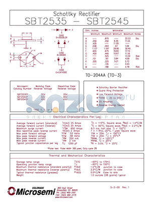 SBT2540 datasheet - Schottky Rectifier
