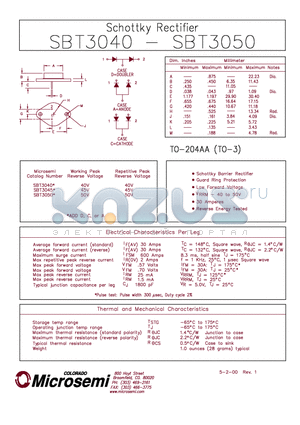 SBT3045 datasheet - Schottky Rectifier