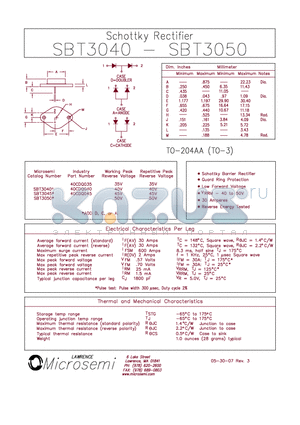 SBT3045D datasheet - Schottky Rectifier