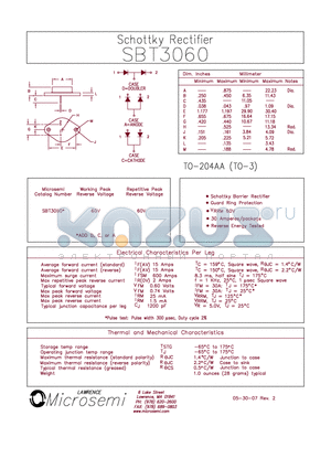 SBT3060C datasheet - Schottky Rectifier