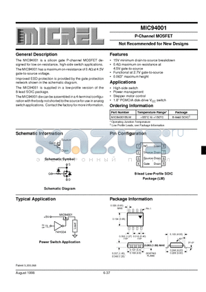 MIC94001BLM datasheet - P-Channel MOSFET