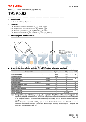TK3P50D datasheet - Switching Voltage Regulators