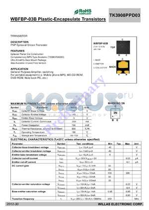 TK3906NND03 datasheet - WBFBP-03B Plastic-Encapsulate Transistors