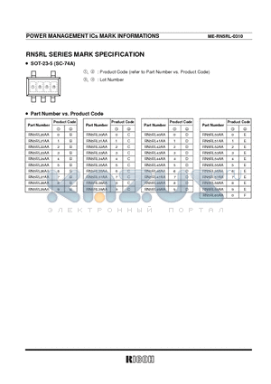 RN5RL38AA datasheet - RN5RL SERIES MARK SPECIFICATION