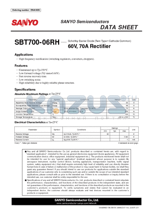 SBT700-06RH datasheet - 60V, 70A Rectifier