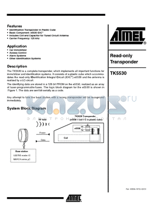 TK5530HM-232-PP datasheet - READ ONLY TRANSPONDER