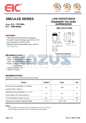 SMCJLCE120A datasheet - LOW CAPACITANCE TRANSIENT VOLTAGE SUPPRESSOR