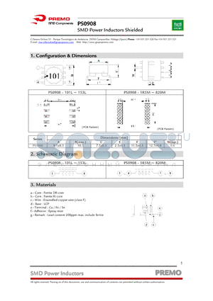 PS0908-271L datasheet - SMD Power Inductors Shielded