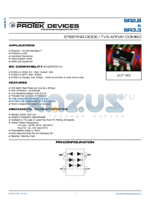 SR2.8 datasheet - STEERING DIODE / TVS ARRAY COMBO