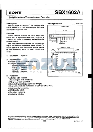 SBX1602A datasheet - Serial Interface/Transmission Encorder
