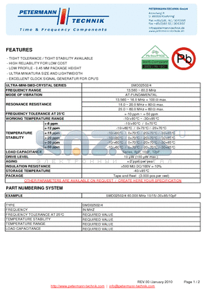 SMD02502-4 datasheet - TIGHT TOLERANCE / TIGHT STABILITY AVAILABLE