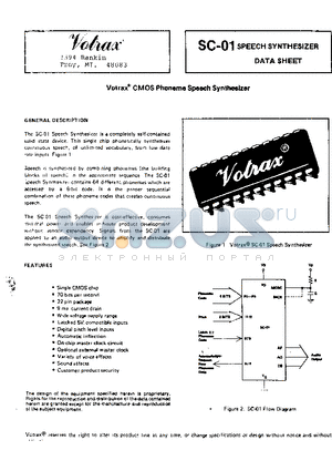 SC-01 datasheet - Speech Synthesizer