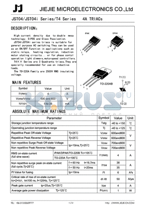 T405-600G datasheet - 4A TRIACs