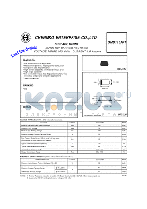 SMD110APT datasheet - SCHOTTKY BARRIER RECTIFIER