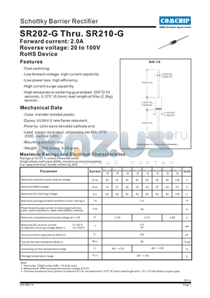 SR206-G datasheet - Schottky Barrier Rectifier