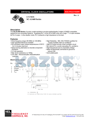 SC-A146B-FREQ datasheet - CRYSTAL CLOCK OSCILLATORS