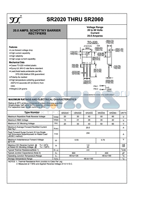 SR2060 datasheet - 20.0 AMPS. SCHOTTKY BARRIER RECTIFIERS