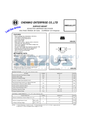 SMD22LLPT datasheet - SCHOTTKY BARRIER RECTIFIER