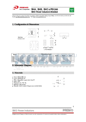 PS1260-1R2N datasheet - SMD Power Inductors Shielded