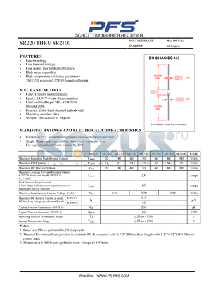 SR2100 datasheet - SCHOTTTKY BARRIER RECTIFIER