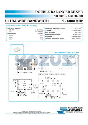 SMD6000 datasheet - DOUBLE BALANCED MIXER ULTRA WIDE BANDWIDTH 1 - 6000 MHz