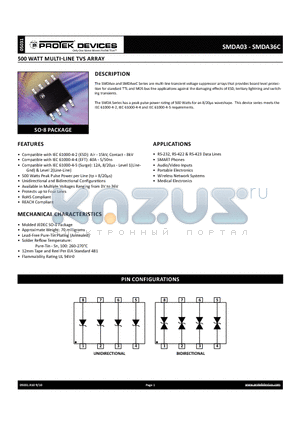 SMDA03 datasheet - 500 WATT MULTI-LINE TVS ARRAY