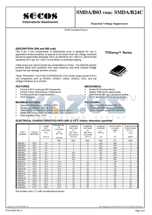 SMDA03C datasheet - Transient Voltage Suppressors