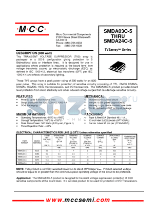 SMDA03C-5 datasheet - TRANSIENT VOLTAGE SUPPRESSOR